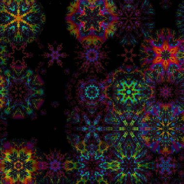 Renkli kar taneleriyle kusursuz bir desen. Noel ve Yeni Yıl tebrik kartları, kumaş, ambalaj kağıdı, davetiye, kırtasiye.