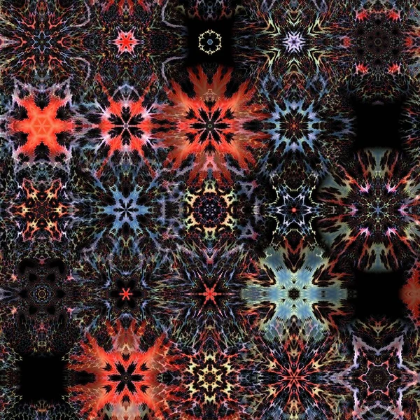 Renkli kar taneleriyle kusursuz bir desen. Noel ve Yeni Yıl tebrik kartları, kumaş, ambalaj kağıdı, davetiye, kırtasiye.