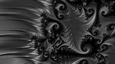 dijital soyut fraktal arkaplan bilgisayarda siyah ve beyaz olarak oluşturuldu.