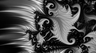 dijital soyut fraktal arkaplan bilgisayarda siyah ve beyaz olarak oluşturuldu.