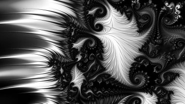 dijital soyut fraktal arkaplan bilgisayarda siyah ve beyaz olarak oluşturuldu.