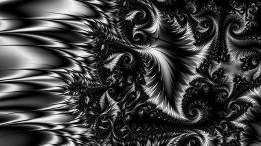 dijital soyut fraktal arkaplan bilgisayarda siyah ve beyaz olarak oluşturuldu.