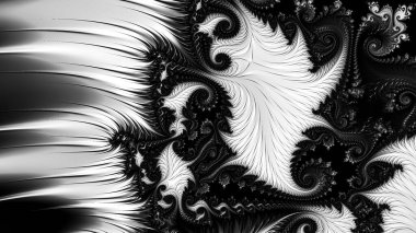 dijital soyut fraktal arkaplan bilgisayarda siyah ve beyaz olarak oluşturuldu.