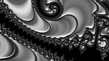 dijital soyut fraktal arkaplan bilgisayarda siyah ve beyaz olarak oluşturuldu.