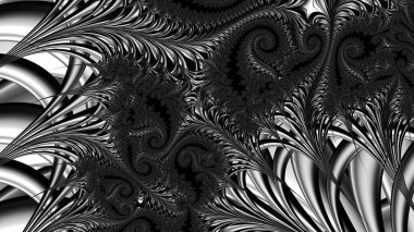 dijital soyut fraktal arkaplan bilgisayarda siyah ve beyaz olarak oluşturuldu.