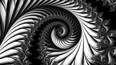 dijital soyut fraktal arkaplan bilgisayarda siyah ve beyaz olarak oluşturuldu.
