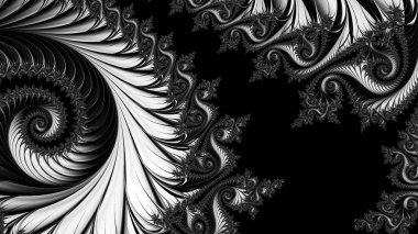 dijital soyut fraktal arkaplan bilgisayarda siyah ve beyaz olarak oluşturuldu.