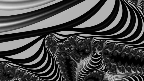 Digitale Abstracte Fractal Achtergrond Gegenereerd Computer Zwart Wit — Stockfoto