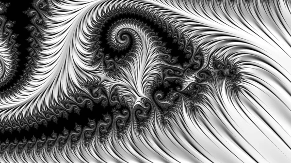 Fondo Fractal Abstracto Digital Generado Ordenador Blanco Negro —  Fotos de Stock