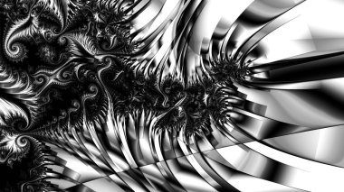 dijital soyut fraktal arkaplan bilgisayarda siyah ve beyaz olarak oluşturuldu.