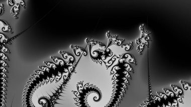 dijital soyut fraktal arkaplan bilgisayarda siyah ve beyaz olarak oluşturuldu.