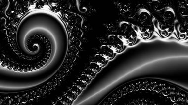 dijital soyut fraktal arkaplan bilgisayarda siyah ve beyaz olarak oluşturuldu.