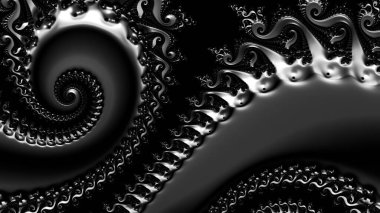 dijital soyut fraktal arkaplan bilgisayarda siyah ve beyaz olarak oluşturuldu.