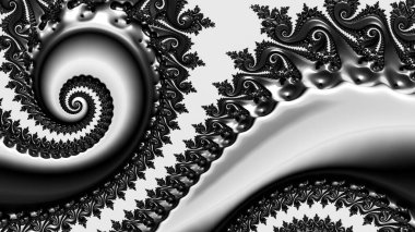 dijital soyut fraktal arkaplan bilgisayarda siyah ve beyaz olarak oluşturuldu.