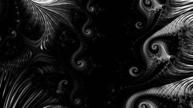 dijital soyut fraktal arkaplan bilgisayarda siyah ve beyaz olarak oluşturuldu.