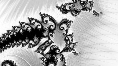 dijital soyut fraktal arkaplan bilgisayarda siyah ve beyaz olarak oluşturuldu.