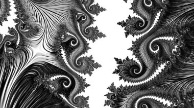 dijital soyut fraktal arkaplan bilgisayarda siyah ve beyaz olarak oluşturuldu.