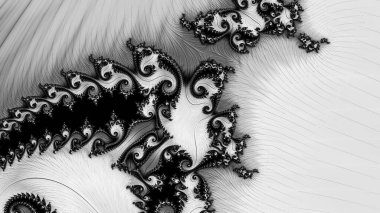 dijital soyut fraktal arkaplan bilgisayarda siyah ve beyaz olarak oluşturuldu.