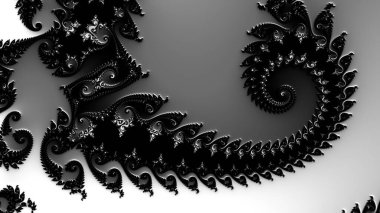 dijital soyut fraktal arkaplan bilgisayarda siyah ve beyaz olarak oluşturuldu.