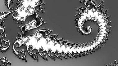 dijital soyut fraktal arkaplan bilgisayarda siyah ve beyaz olarak oluşturuldu.