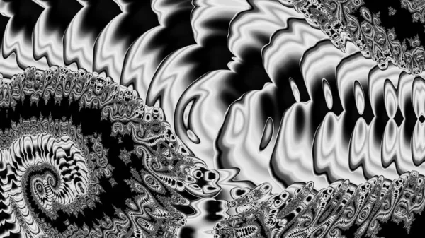 Fondo Fractal Abstracto Digital Generado Ordenador Blanco Negro — Foto de Stock