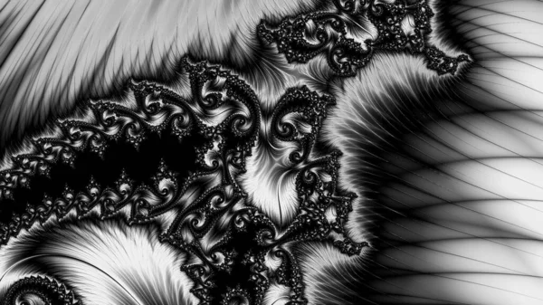 Ψηφιακή Αφηρημένη Φράκταλ Φόντο Που Παράγεται Στον Υπολογιστή Μαύρο Και — Φωτογραφία Αρχείου