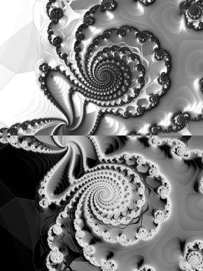 dijital soyut fraktal arkaplan bilgisayarda siyah ve beyaz olarak oluşturuldu.