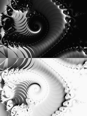 dijital soyut fraktal arkaplan bilgisayarda siyah ve beyaz olarak oluşturuldu.