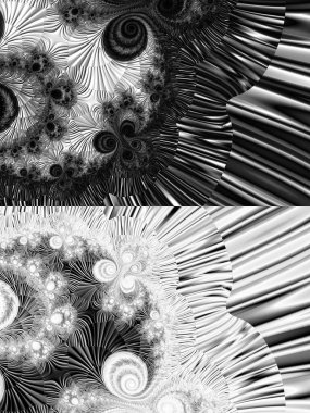 dijital soyut fraktal arkaplan bilgisayarda siyah ve beyaz olarak oluşturuldu.