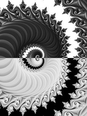 dijital soyut fraktal arkaplan bilgisayarda siyah ve beyaz olarak oluşturuldu.