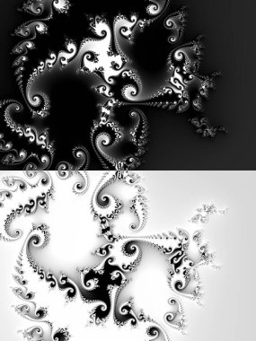 dijital soyut fraktal arkaplan bilgisayarda siyah ve beyaz olarak oluşturuldu.