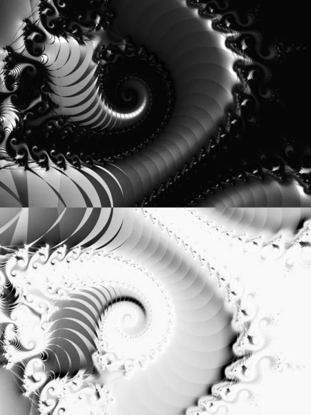 dijital soyut fraktal arkaplan bilgisayarda siyah ve beyaz olarak oluşturuldu.