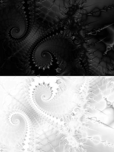 Fond Fractal Abstrait Numérique Généré Ordinateur Noir Blanc — Photo