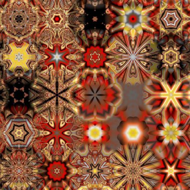 Renkli Suluboya Çoklu Kaleydoskop Çeşitlemeleri