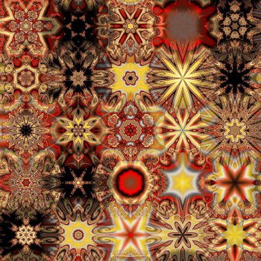 Renkli Suluboya Çoklu Kaleydoskop Çeşitlemeleri