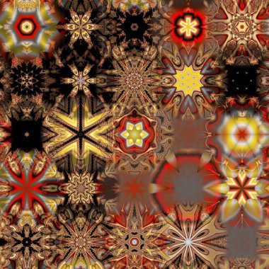 Renkli Suluboya Çoklu Kaleydoskop Çeşitlemeleri