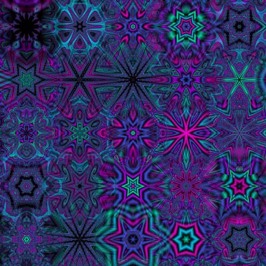 Renkli Suluboya Çoklu Kaleydoskop Çeşitlemeleri