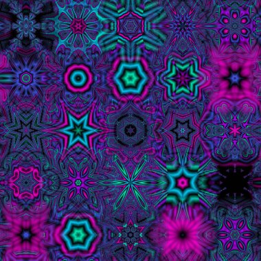 Renkli Suluboya Çoklu Kaleydoskop Çeşitlemeleri