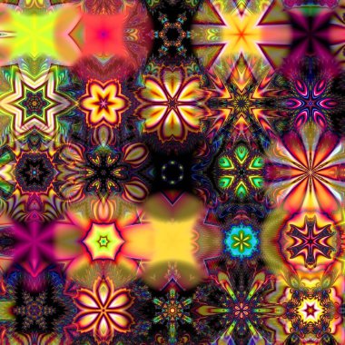 Renkli Suluboya Çoklu Kaleydoskop Çeşitlemeleri