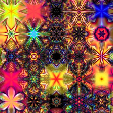 Renkli Suluboya Çoklu Kaleydoskop Çeşitlemeleri