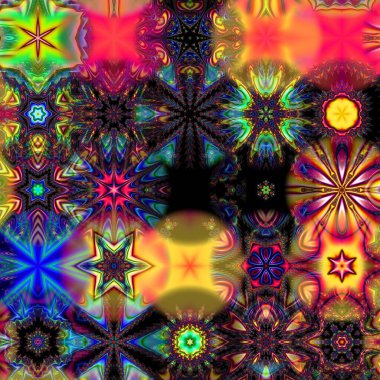 Renkli Suluboya Çoklu Kaleydoskop Çeşitlemeleri