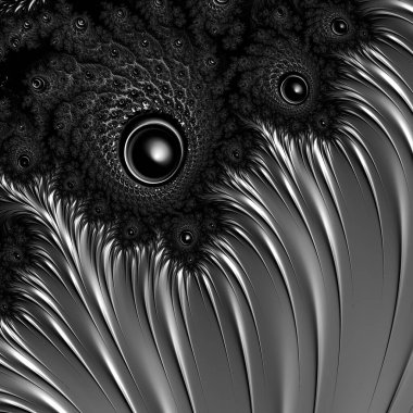 dijital soyut fraktal arkaplan bilgisayarda siyah ve beyaz olarak oluşturuldu.