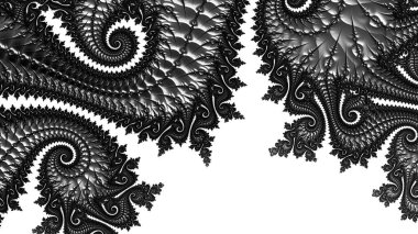 dijital soyut fraktal arkaplan bilgisayarda siyah ve beyaz olarak oluşturuldu.