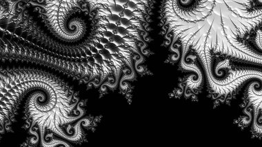 dijital soyut fraktal arkaplan bilgisayarda siyah ve beyaz olarak oluşturuldu.