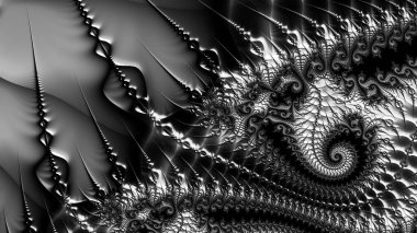 dijital soyut fraktal arkaplan bilgisayarda siyah ve beyaz olarak oluşturuldu.