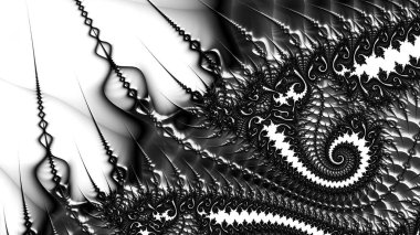 dijital soyut fraktal arkaplan bilgisayarda siyah ve beyaz olarak oluşturuldu.