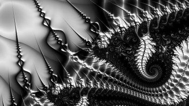 dijital soyut fraktal arkaplan bilgisayarda siyah ve beyaz olarak oluşturuldu.