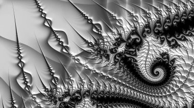 dijital soyut fraktal arkaplan bilgisayarda siyah ve beyaz olarak oluşturuldu.