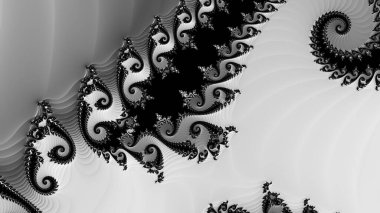 dijital soyut fraktal arkaplan bilgisayarda siyah ve beyaz olarak oluşturuldu.