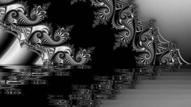 dijital soyut fraktal arkaplan bilgisayarda siyah ve beyaz olarak oluşturuldu.